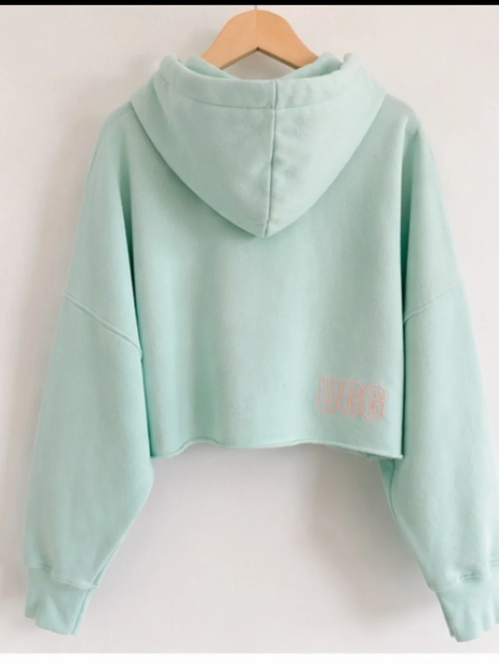 UGG Mint Cropped Hoodie Oversized Soft Girl Lounge Sweatshirt - Picture 2 of 6